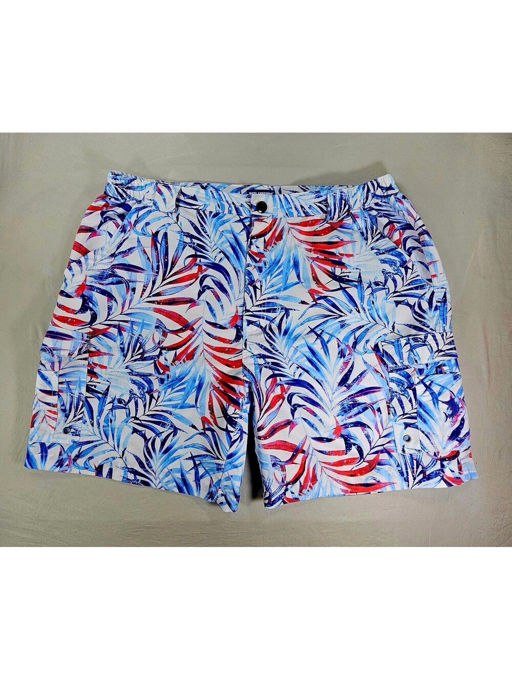 Reel Legends Performance Outfitters Red White & Blue Tropical Print Shorts. XL